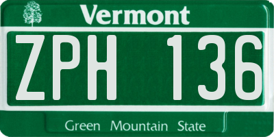 VT license plate ZPH136