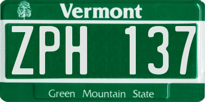 VT license plate ZPH137
