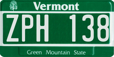 VT license plate ZPH138