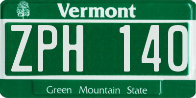 VT license plate ZPH140