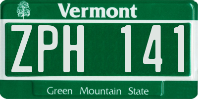 VT license plate ZPH141