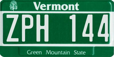 VT license plate ZPH144