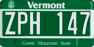 VT license plate ZPH147