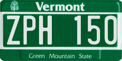 VT license plate ZPH150