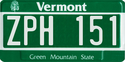 VT license plate ZPH151