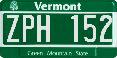 VT license plate ZPH152