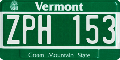 VT license plate ZPH153