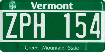 VT license plate ZPH154