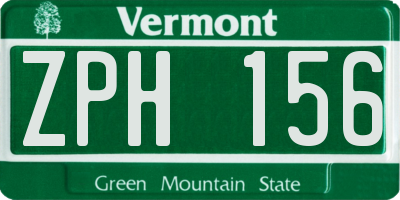VT license plate ZPH156