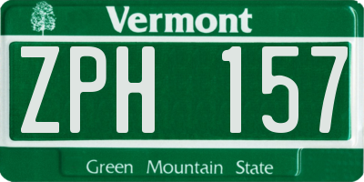 VT license plate ZPH157