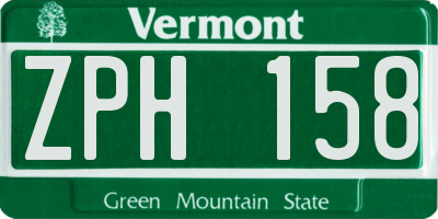 VT license plate ZPH158