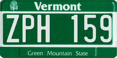 VT license plate ZPH159