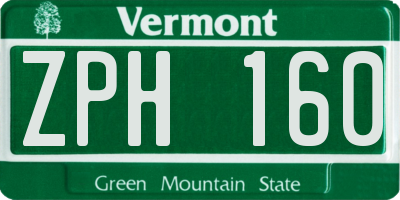 VT license plate ZPH160