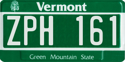 VT license plate ZPH161