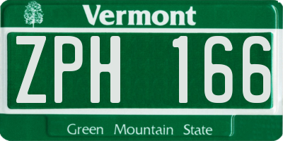 VT license plate ZPH166