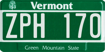 VT license plate ZPH170