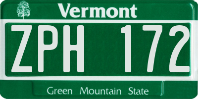 VT license plate ZPH172