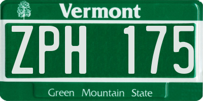 VT license plate ZPH175
