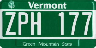 VT license plate ZPH177