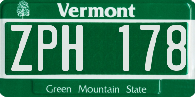VT license plate ZPH178