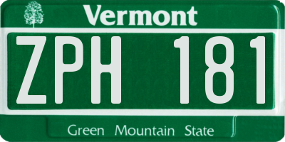 VT license plate ZPH181