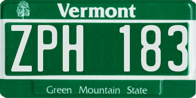 VT license plate ZPH183