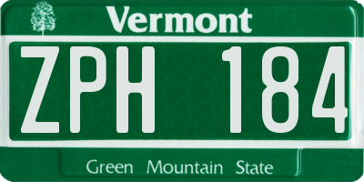 VT license plate ZPH184