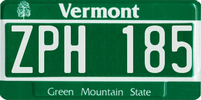 VT license plate ZPH185
