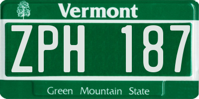 VT license plate ZPH187