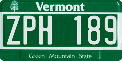 VT license plate ZPH189