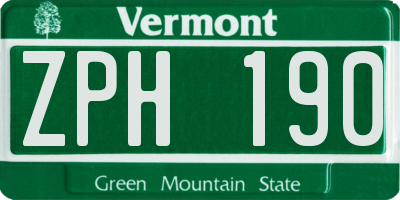 VT license plate ZPH190