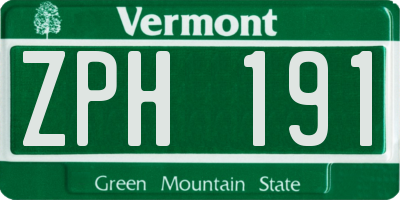 VT license plate ZPH191