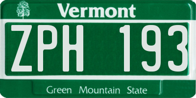 VT license plate ZPH193