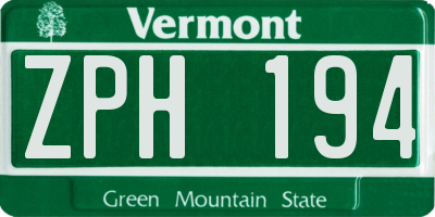VT license plate ZPH194