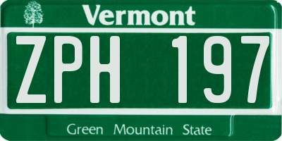 VT license plate ZPH197