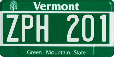 VT license plate ZPH201