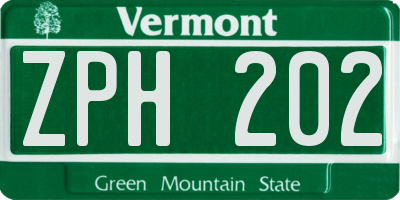 VT license plate ZPH202