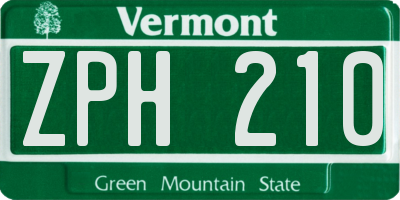 VT license plate ZPH210