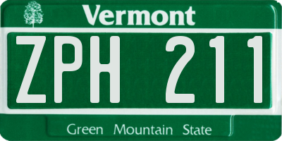 VT license plate ZPH211
