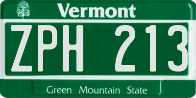VT license plate ZPH213