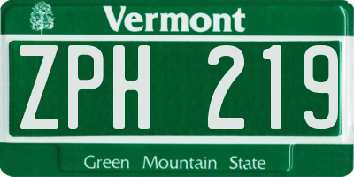 VT license plate ZPH219