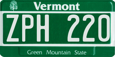 VT license plate ZPH220