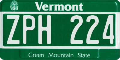 VT license plate ZPH224