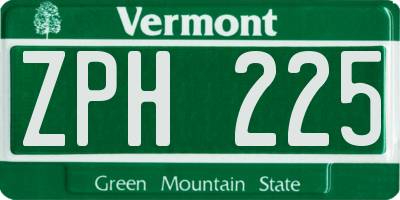 VT license plate ZPH225