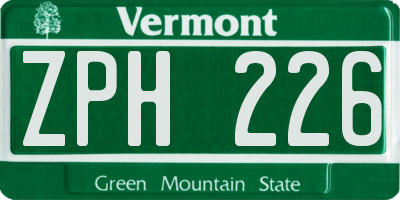 VT license plate ZPH226