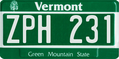 VT license plate ZPH231