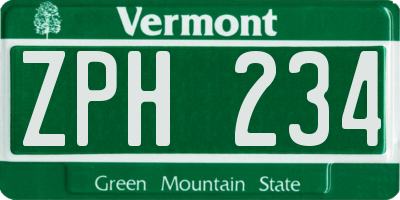 VT license plate ZPH234