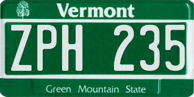 VT license plate ZPH235