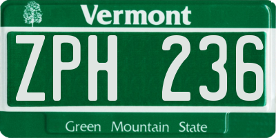 VT license plate ZPH236