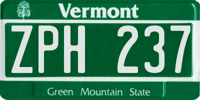VT license plate ZPH237